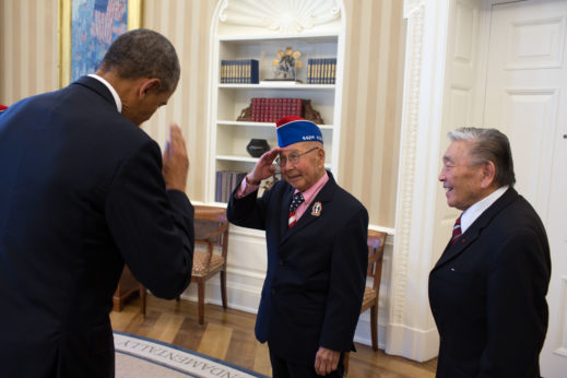 President Obama saluting Tommie Okabayashi